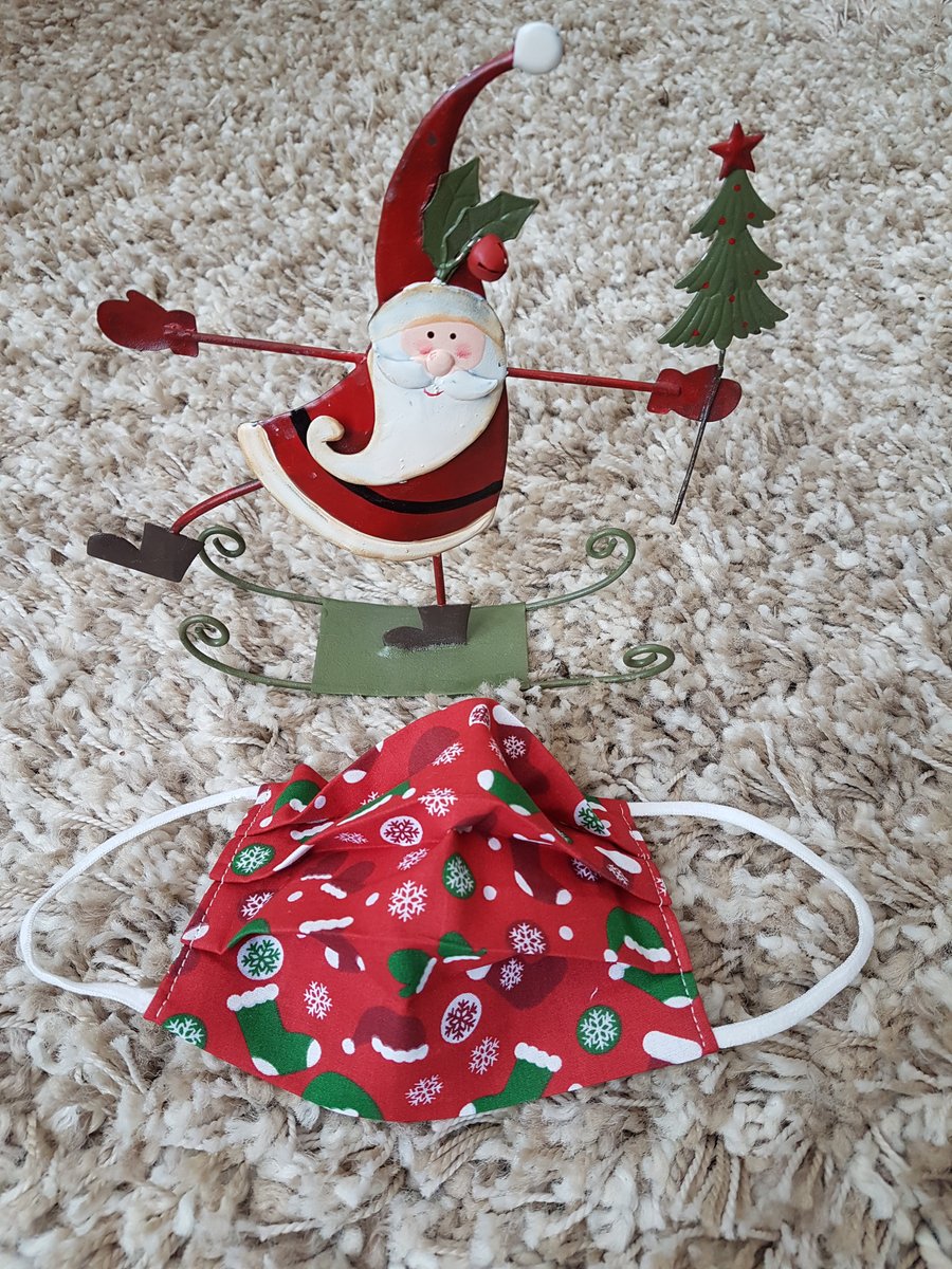 Adult festive face covering – Hat and Mittens print 