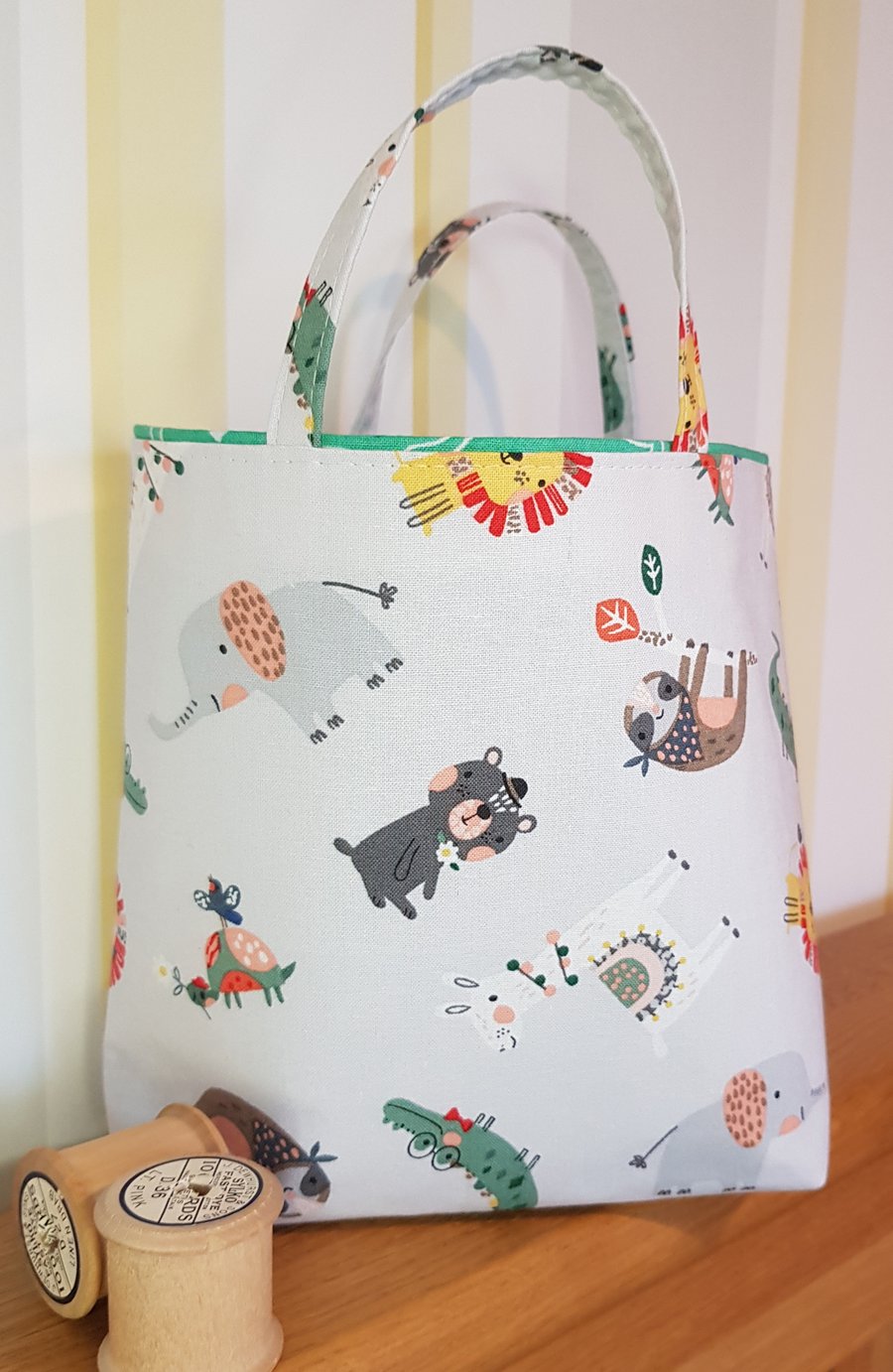 Reusable fabric gift bag: happy animals