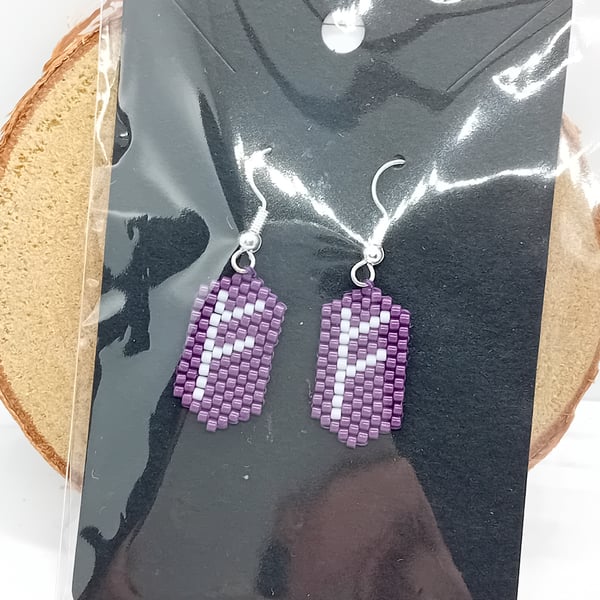 Fehu viking rune beaded earrings