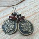 Ceramic Wolf Earrings with Lampwork Beads