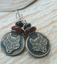 Ceramic Wolf Earrings with Lampwork Beads