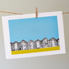 'Beach Huts' greetings card
