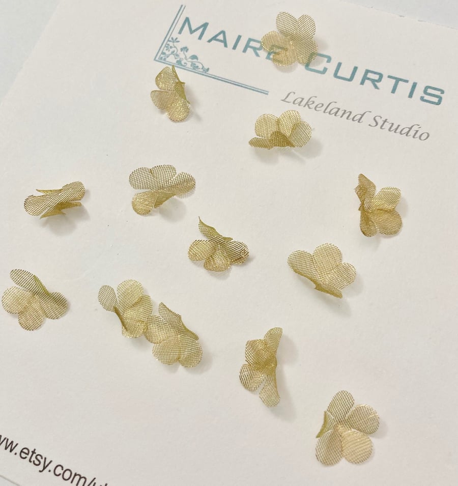 Metallic Silk Gold Organza Mayflowers