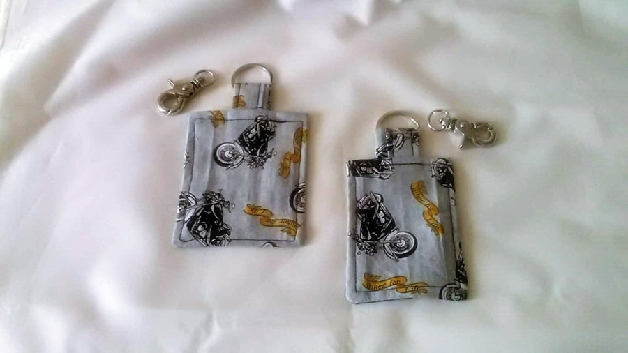 Grey motorcycle keyrings, motorbike keyfob, biker luggage tag, Biker Gift