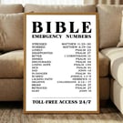 Bible Emergency Numbers Print, Christian Scripture Poster (Digital Download)
