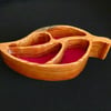 Wooden Leaf Trinket Dish with Red Felt Insert