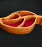 Wooden Leaf Trinket Dish with Red Felt Insert