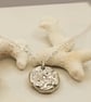 Sterling Silver Molten Pendant with Lab Diamond - Reticulated Coin Necklace - Image 7