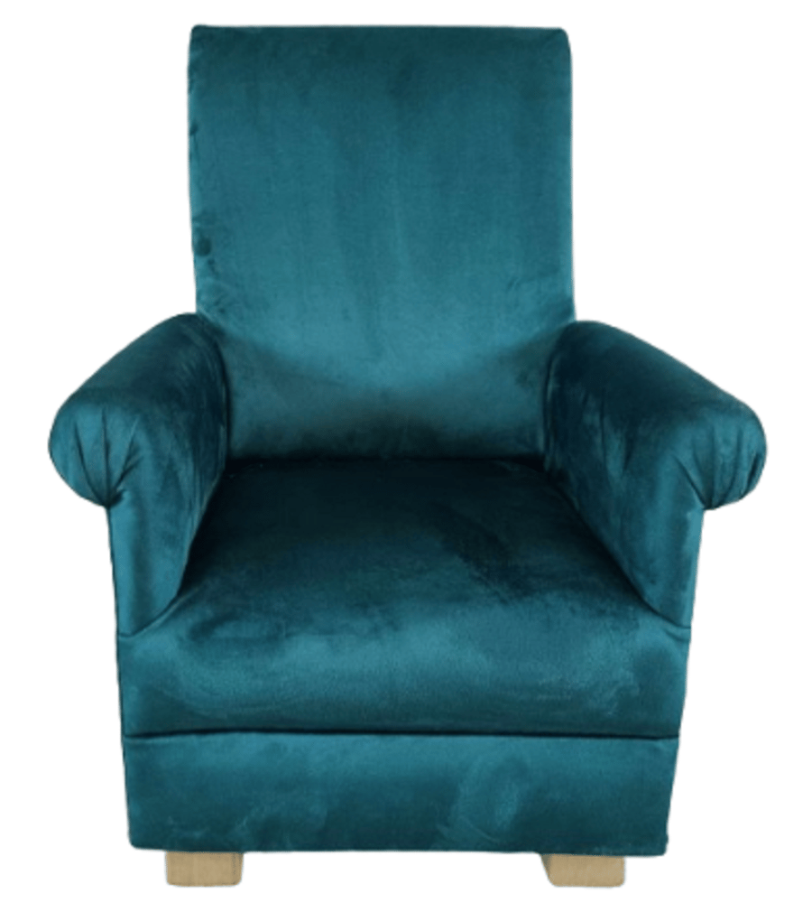 Children's Dark Green Velvet Armchair Kids Chair Emerald Bedroom Lounge Girls