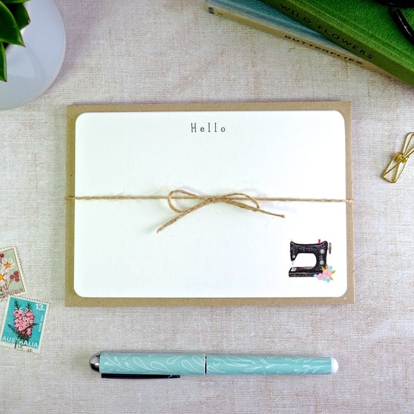 Set of 6 Floral Sewing Machine Notecards 