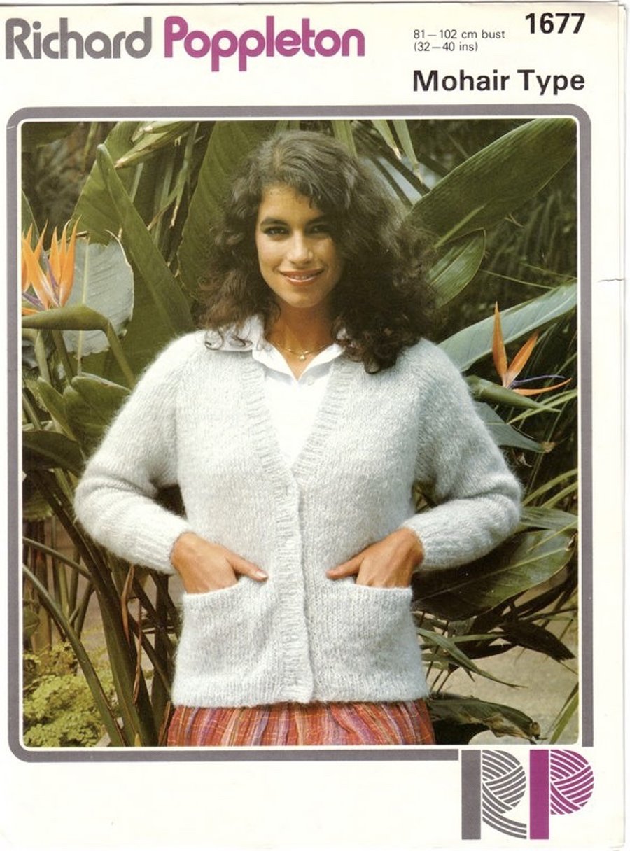 Vintage Knitting Pattern 1677: from Richard Poppleton, Mohair Type Cardigan