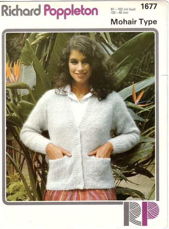 Vintage Knitting Pattern 1677: from Richard Poppleton, Mohair Type Cardigan