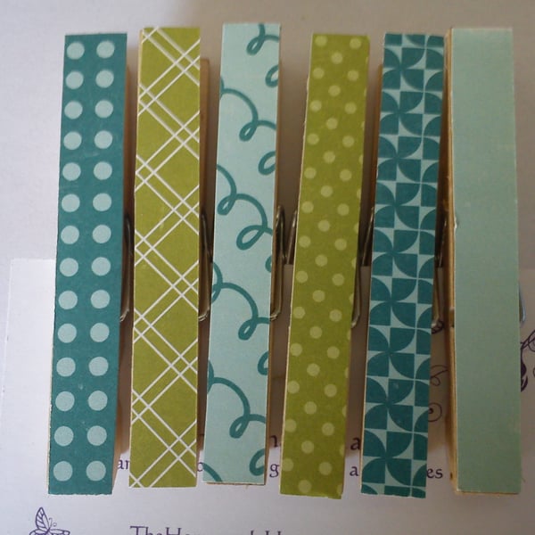 Green Pattern Mix magnetic pegs fridge magnets memo peg