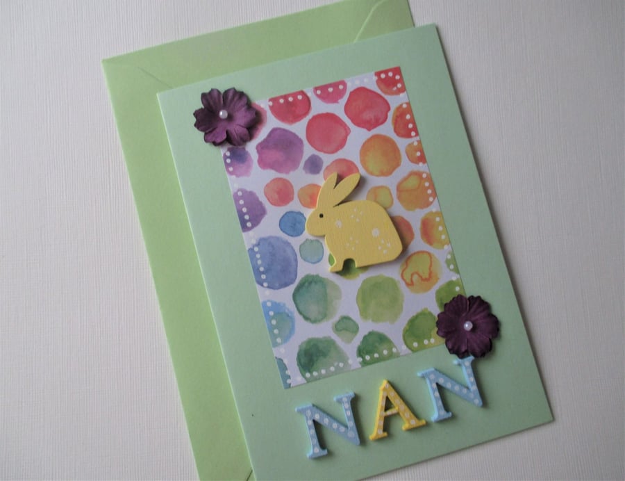 Nan Nanny Bunny Rabbit Blank Greeting Card for Birthday Easter or Any Occasion