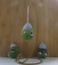 Set of three needle felted landscape easter egg hanging decorations