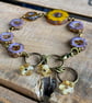 Purple & Yellow Czech Glass Flower Bracelet. Spring Inspired Floral Jewellery