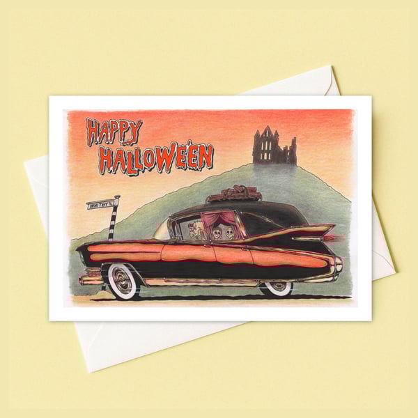 Skeleton Art Greeting Card: Spooky Family Outing to Whitby (505)