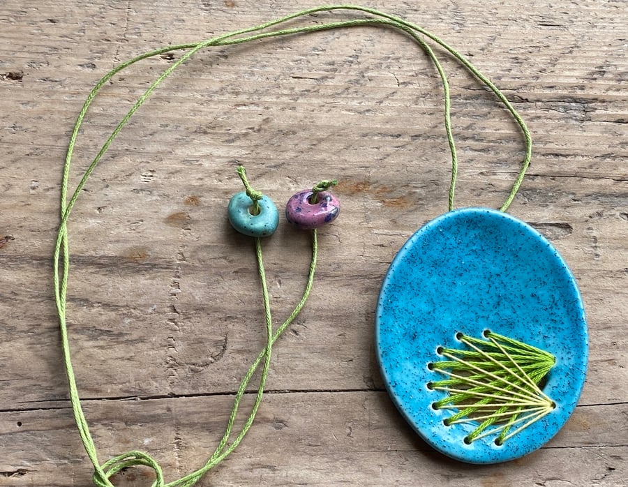 Handmade Ceramic Statement Pendant Necklace 