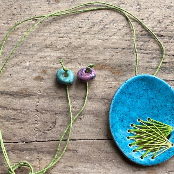 Handmade Ceramic Statement Pendant Necklace 