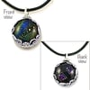 Sale Half Price: Revolving Two Sided Dichroic Pendant in Antique Pewter.