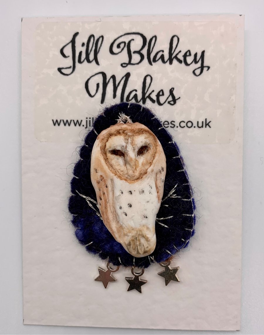 Barn owl brooch