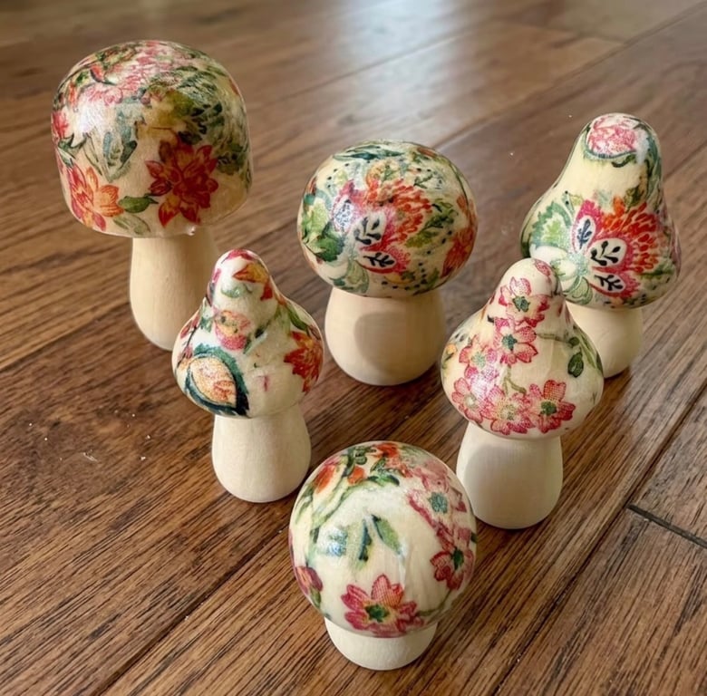 Set of 5 Minature Wooden Toadstools 