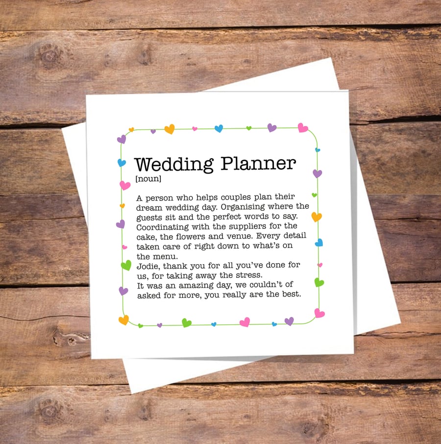 Wedding Planner Personalised Card - thank you