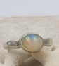 Handmade Silver Ring with White Ethiopian Opal : Size N - Image 3