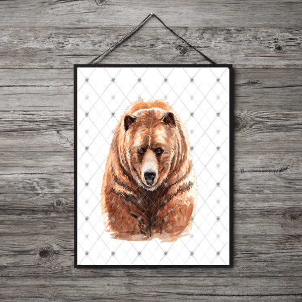 Grizzly Bear A4 Print, Brown Bear Custom Print, Personalised Wall Art