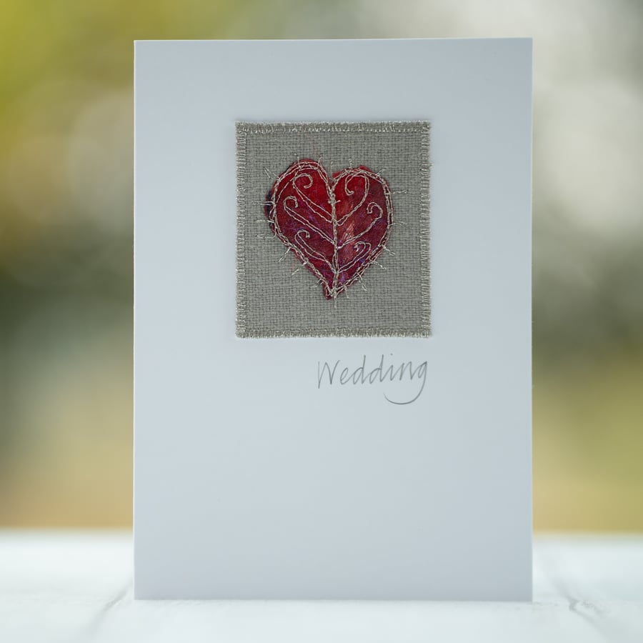 Embroidered Heart Wedding Card