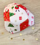 Small Fabric Patchwork Basket with Snowmen and Santa's - Image 7
