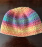 Multi-Coloured Chunky Yarn Hand-Crocheted Beanie Hat 