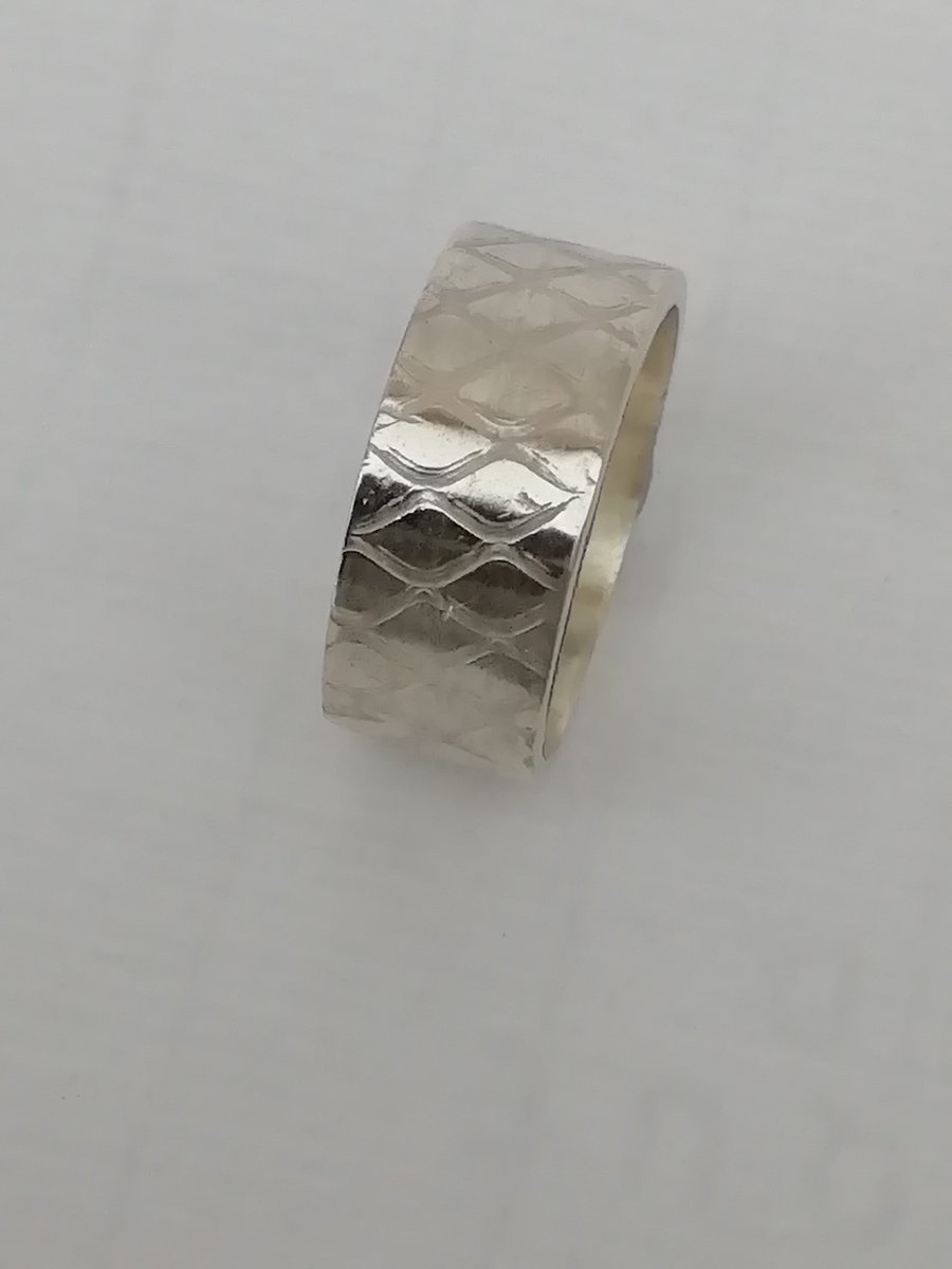 Cross Hatch Silver or Gold Wedding Ring by MidasTouch Jewels in Wales