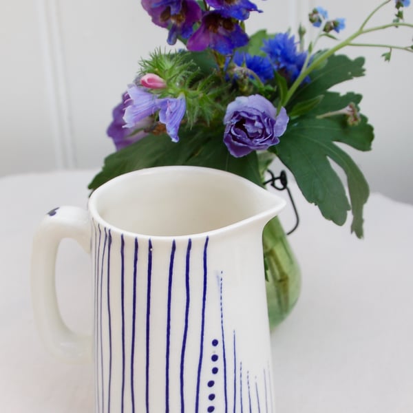 half pint blue and white jug