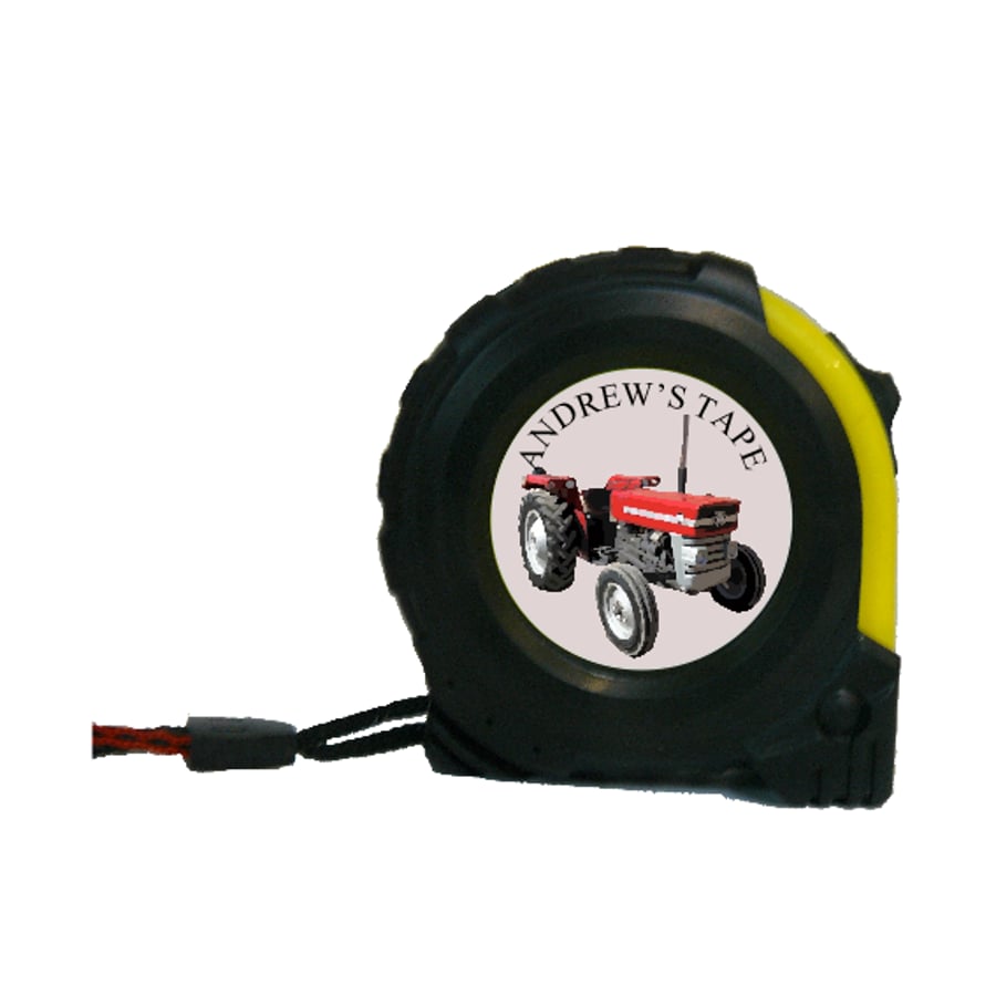 tape measure 5m,red tractor 135 image, belt clip ferguson 135 personalised