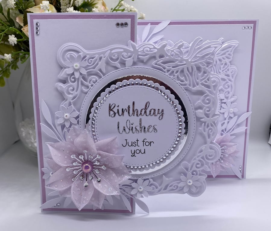 Personalised Luxury handmadeZ-Fold Birthday card and decorated box