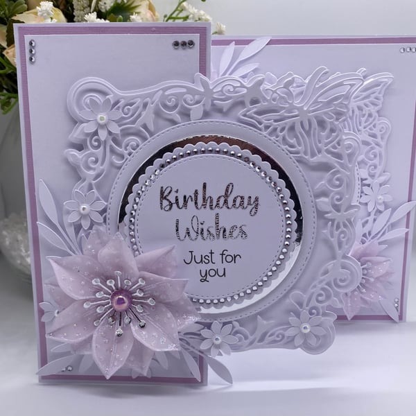 Personalised Luxury handmadeZ-Fold Birthday card and decorated box