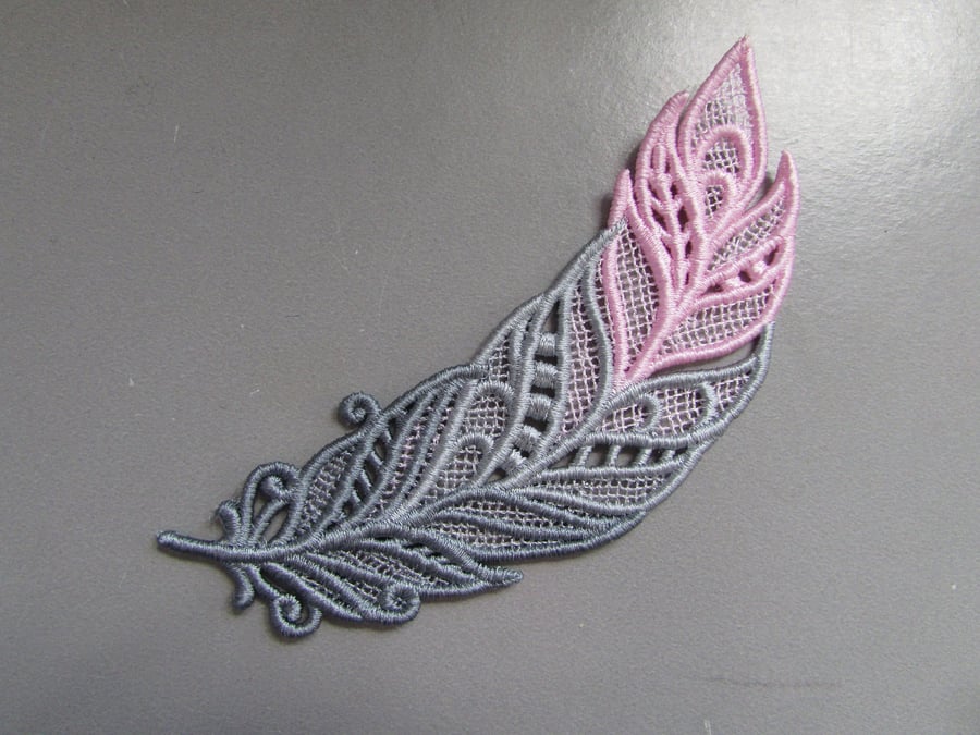 Embroidered Peacock Feather Lace Applique