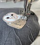 Handmade fabric Barn owl decorations, mini hoop hanging decoration, grey - Image 3