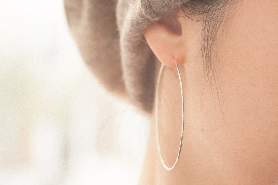 Handmade 925 Sterling Silver Large Hoop Earrings