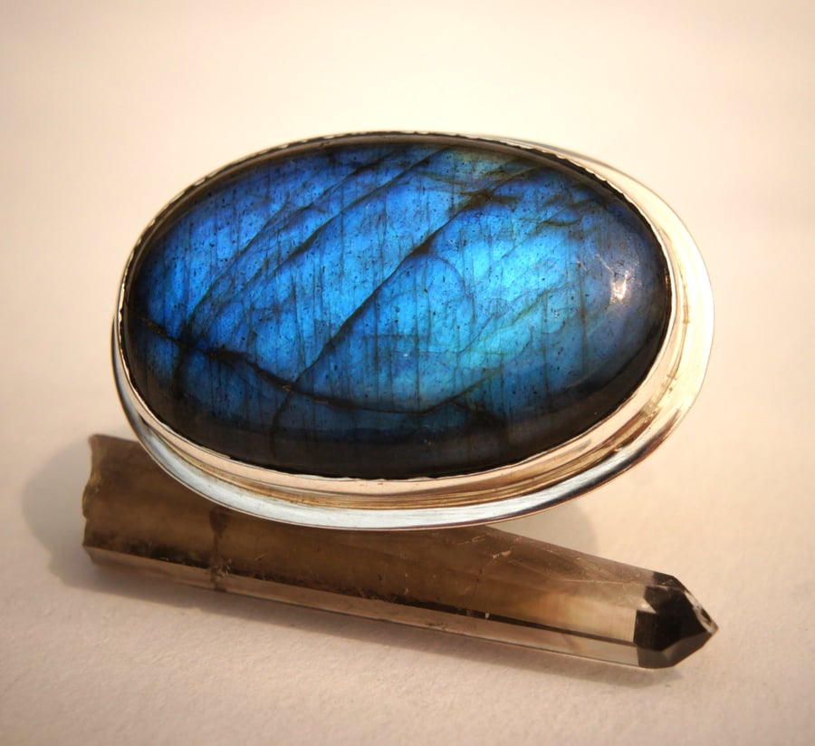 Deep Blue Labradorite and Sterling Silver Ring
