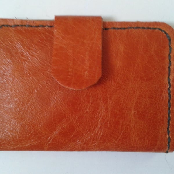 orange and brown  leather card wallet