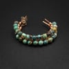 Natural Turquoise and copper handmade boho hoop stud earrings