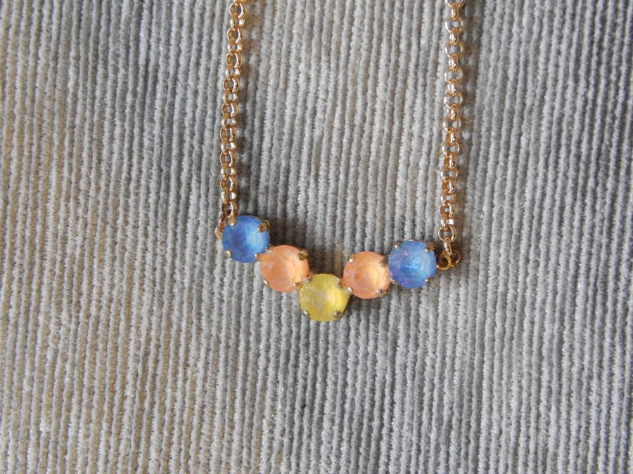 Ocean Delite, Peach Delite & Sunshine Delite Adjustable Swarovski Chain Necklace