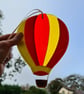 Orange and yellow fused glass hot air balloon hanging decoration