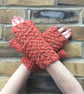 Fingerless gloves - Orange tweed hand warmers - hand knitted mittens - Image 3