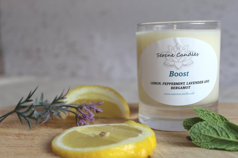 Peppermint, lemon, lavender Essential Oil candle