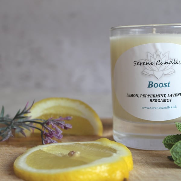 Peppermint, lemon, lavender Essential Oil candle