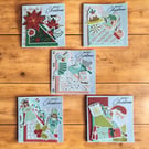 Set of 5 Handmade Christmas Cards – Layered Pocket Design