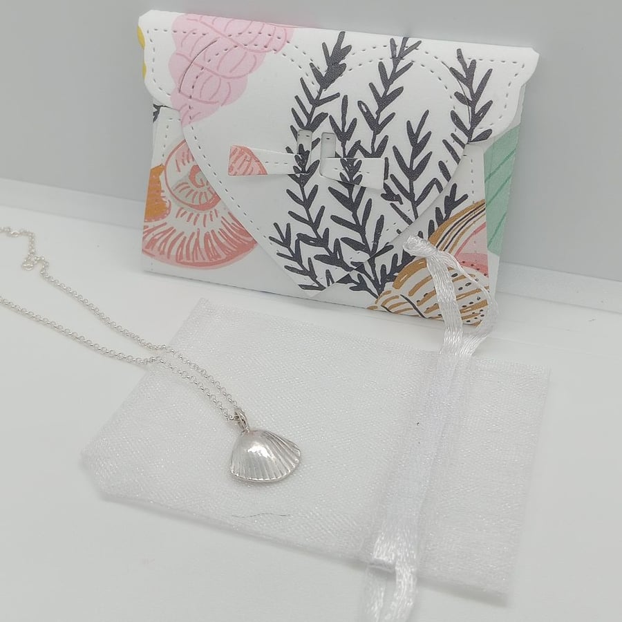Fine Silver cockle shell Pendant sea shell handmade gift for her 